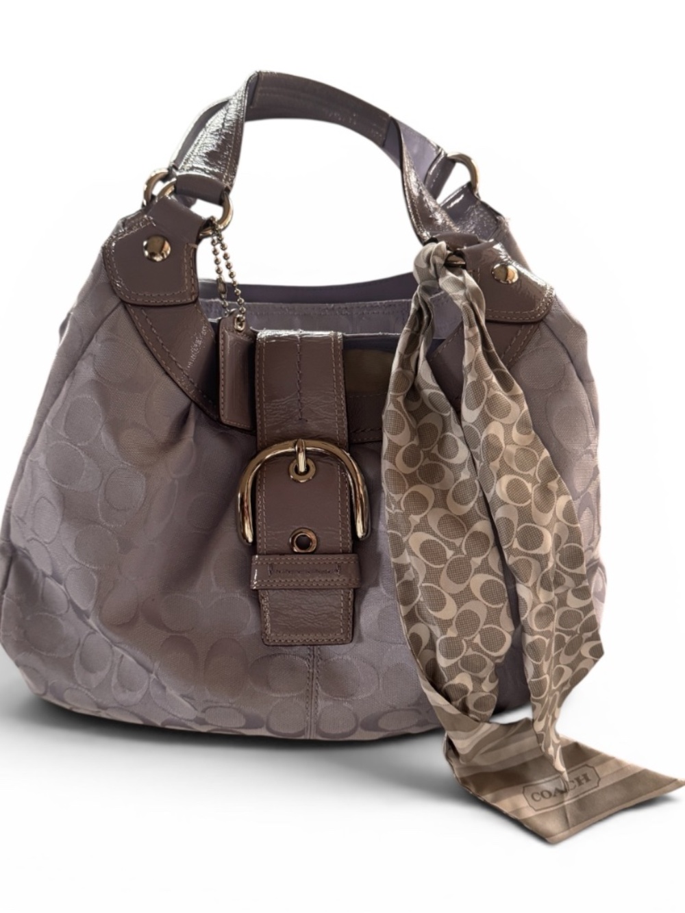 Coach F15083 Medium Vintage Lynn Soho Hobo – Lavender Signature C + Rare Scarf